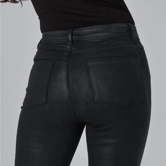 NEW Lola Denim-Billie High-Rise Bootcut Coated Black Stretch Premium Jeans 33 - Picture 5 of 13